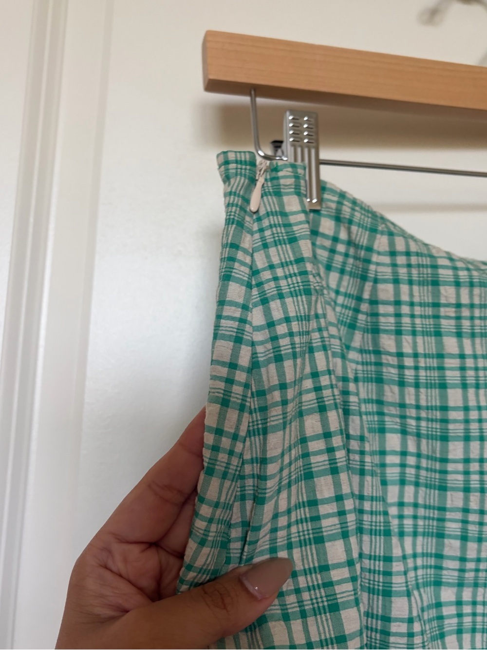 Urban Outfitters- Green Plaid Wrap Mini Skirt - Picture 3 of 7